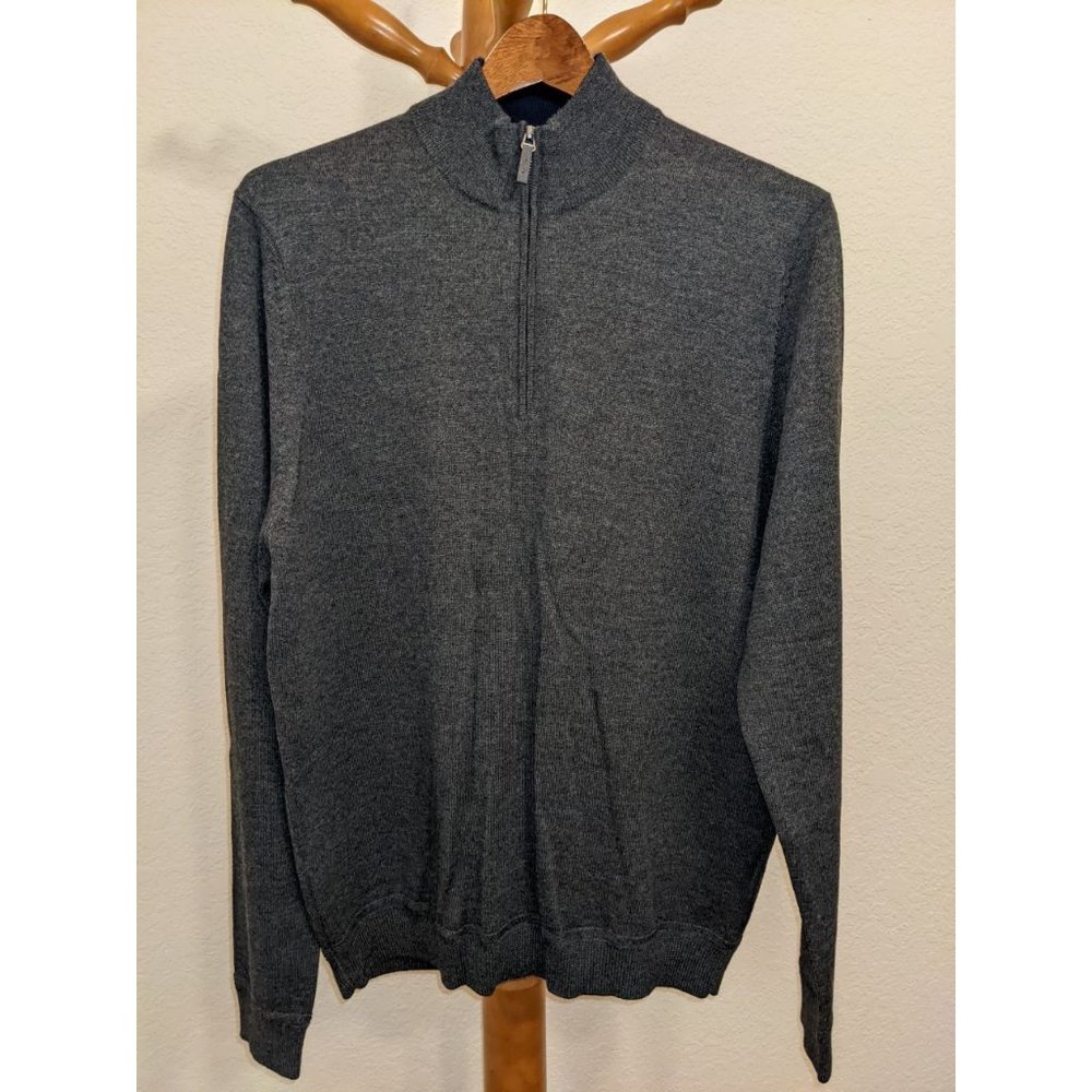 John W. Nordstrom Men's 100% Italian Merino Wool Turtleneck Sweater, Gray
